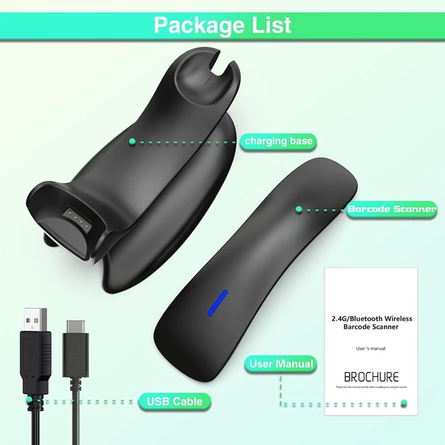 Alt view image 7 of 7 - Upgraded 2D Bluetooth Barcode Reader with Wireless Charging Stand, 1968 Feet Transmission, 433MHz Wireless & Bluetooth 2-in-1 Hands-Free Stand