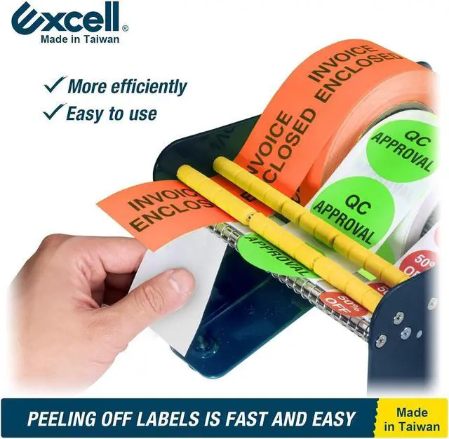 Alt view image 2 of 6 - Excell LD-618 Multi-Roll Metal Table Label Dispenser (Fits up to 6.5") | Sturdy metal dispenser with 4 non-slip suction cups. Removable dividers for multi-roll labels up to 6.5". Easy peeling.