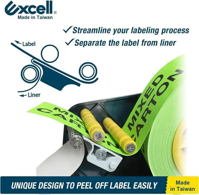 Alt view image 3 of 6 - Excell LD-619 Economy Lightweight Label Dispenser (6.5" Wide, 1"/3" Core) | Lightweight plastic dispenser with 4 suction cups. Fits multi-roll labels up to 6.5" (1"/3" core). Pull-and-take easy peel