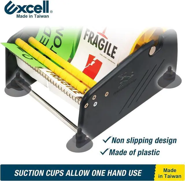 Alt view image 4 of 6 - Excell LD-619 Economy Lightweight Label Dispenser (6.5" Wide, 1"/3" Core) | Lightweight plastic dispenser with 4 suction cups. Fits multi-roll labels up to 6.5" (1"/3" core). Pull-and-take easy peel