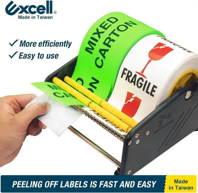 Alt view image 2 of 6 - Excell LD-619 Economy Lightweight Label Dispenser (6.5" Wide, 1"/3" Core) | Lightweight plastic dispenser with 4 suction cups. Fits multi-roll labels up to 6.5" (1"/3" core). Pull-and-take easy peel
