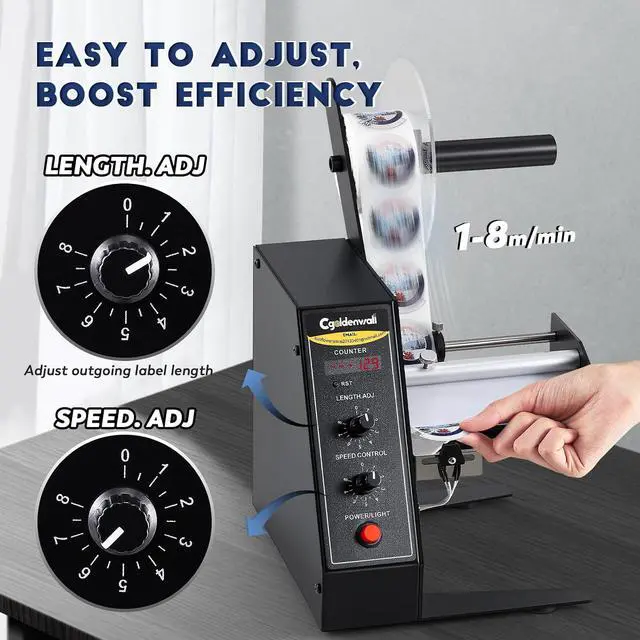 Alt view image 5 of 7 - Upgraded Automatic Label Dispenser, Up to 9 Multi-Row Counting, High Precision Auto Sensing, Speed Adjustable, Length 0.12-5.9" Width 0.16-5.5", Sticker Dispenser for Rolls Various Labels