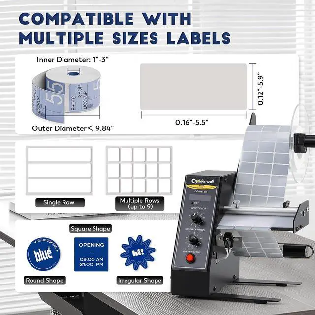 Alt view image 6 of 7 - Upgraded Automatic Label Dispenser, Up to 9 Multi-Row Counting, High Precision Auto Sensing, Speed Adjustable, Length 0.12-5.9" Width 0.16-5.5", Sticker Dispenser for Rolls Various Labels