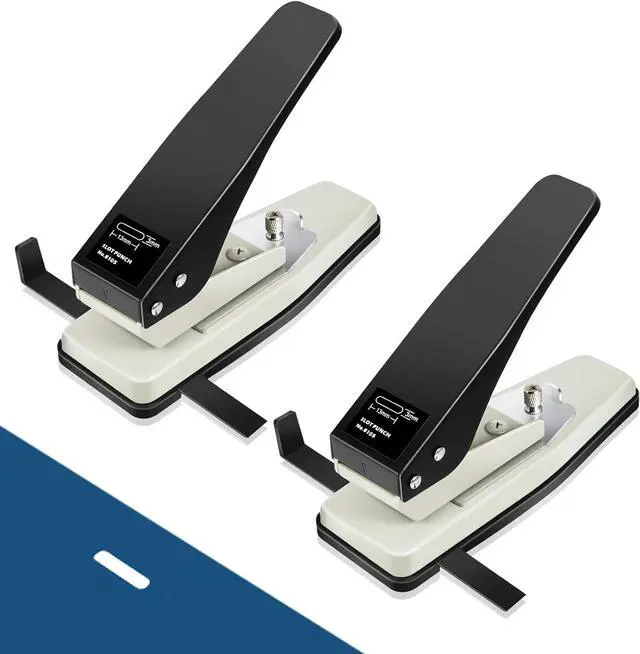 Main image of 2 Pcs Badge Slot Hole Punch ID Card Slot Punch Hand Held Metal Hole Puncher Oval Slotting Tool for PVC ID Card, Luggage Tag, Name Tag and Badge Holder