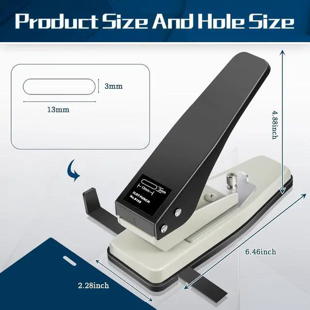Alt view image 2 of 6 - 2 Pcs Badge Slot Hole Punch ID Card Slot Punch Hand Held Metal Hole Puncher Oval Slotting Tool for PVC ID Card, Luggage Tag, Name Tag and Badge Holder