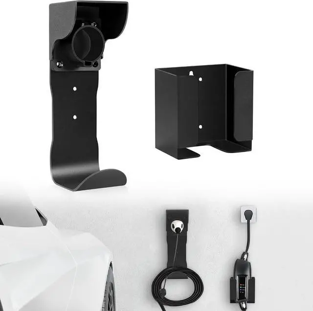 Main image of Varcozy EV Charger Holder Set, Charging Box Holder and Wall-Mount Connector Nozzle Holster Dock with J-Hook for SAE J1772, Electric Car Charger Cable Holder for Outdoor/Indoor