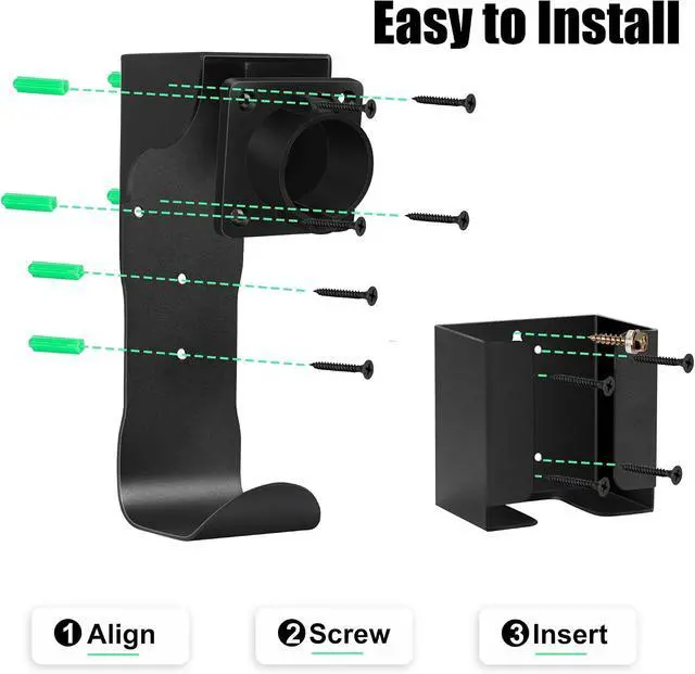 Alt view image 5 of 7 - Varcozy EV Charger Holder Set, Charging Box Holder and Wall-Mount Connector Nozzle Holster Dock with J-Hook for SAE J1772, Electric Car Charger Cable Holder for Outdoor/Indoor