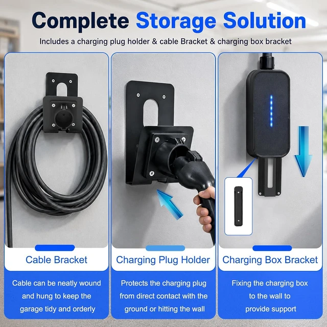 Alt view image 3 of 6 - Wall Mount Holder Kit for BMW 61905A13A62 Flexible Fast Charger 2.0 | PETG + Metal with Cable Organizer Plug Holster Storage Box, Indoor/Outdoor Use (Charger Not Included)