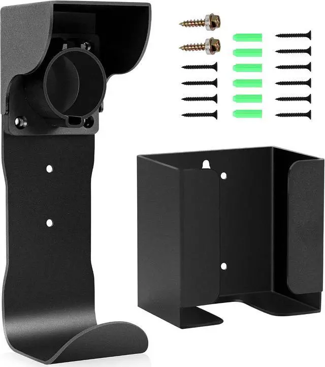 Alt view image 6 of 7 - Varcozy EV Charger Holder Set, Charging Box Holder and Wall-Mount Connector Nozzle Holster Dock with J-Hook for SAE J1772, Electric Car Charger Cable Holder for Outdoor/Indoor