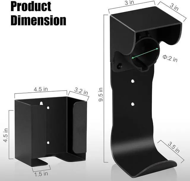Alt view image 7 of 7 - Varcozy EV Charger Holder Set, Charging Box Holder and Wall-Mount Connector Nozzle Holster Dock with J-Hook for SAE J1772, Electric Car Charger Cable Holder for Outdoor/Indoor
