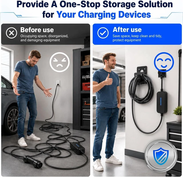 Alt view image 4 of 6 - Wall Mount Holder Kit for BMW 61905A13A62 Flexible Fast Charger 2.0 | PETG + Metal with Cable Organizer Plug Holster Storage Box, Indoor/Outdoor Use (Charger Not Included)