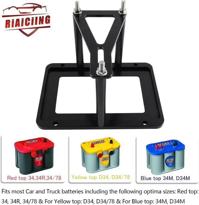 Alt view image 3 of 7 - Universal Battery Tray Hold Down for Optima Red Yellow Blue Top | Fits RedTop 34 34R 34/78, YellowTop D34 D34/78, BlueTop 34M D34M, Trunk Battery Relocation Box