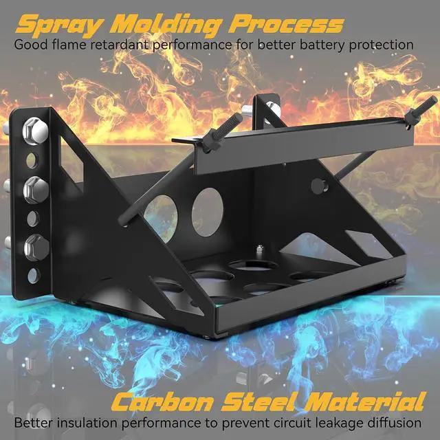 Alt view image 5 of 7 - Metal Steel Battery Mounting Box Tray Bracket DIY,Easy Bolt-In Battery Tray,Overall Length - Fits up to a 10.63 × 7.06 × 7.5 Battery, Anti-corrosion, No Rusting