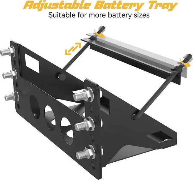 Alt view image 6 of 7 - Metal Steel Battery Mounting Box Tray Bracket DIY,Easy Bolt-In Battery Tray,Overall Length - Fits up to a 10.63 × 7.06 × 7.5 Battery, Anti-corrosion, No Rusting