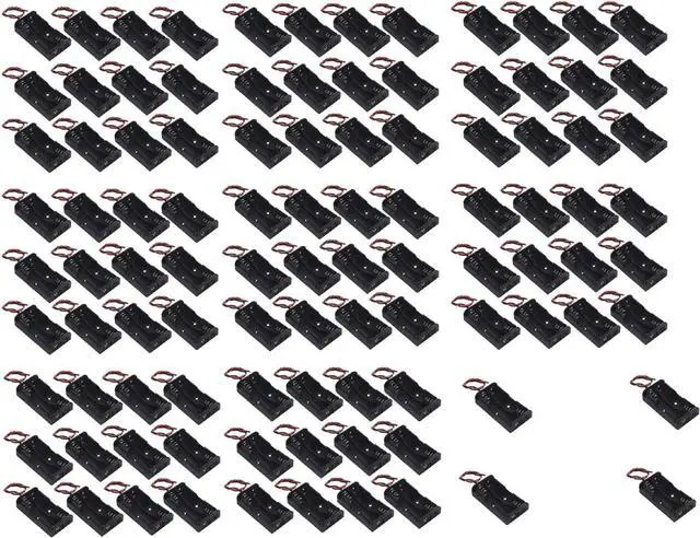 Main image of 100 Pcs 2 x 1.5V AA Battery Holder Case Box, 2 AA Battery Holder with Wire Leads