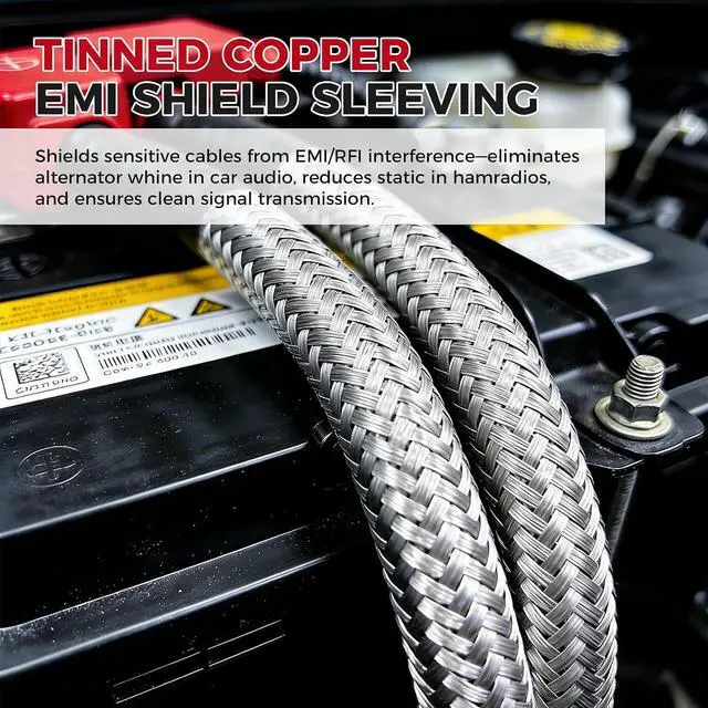 Alt view image 6 of 7 - 5/16" Wide Tinned Copper Braided Metal Wire Shielding Sleeve Ground Strap Automotive Flat Mesh Flexible Expandable Sheath (8mm ID-42ft)