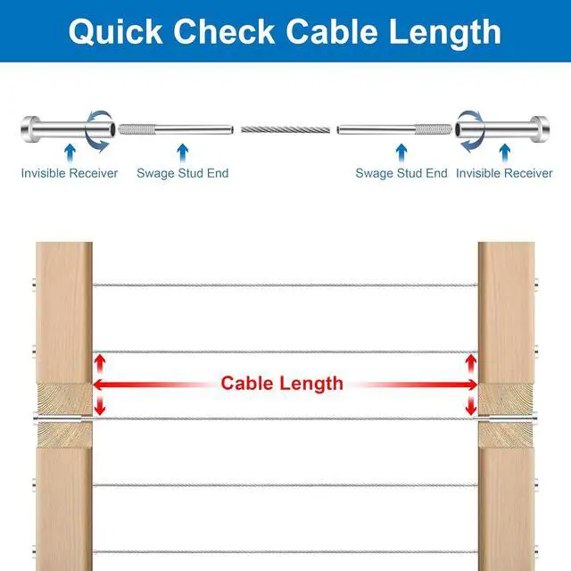 Alt view image 3 of 6 - 20 Pack Invisible Cable Railing Kit 1/8" Cable Railing Tensioner Invisible Receiver and Swage Stud End for Cable Railing Hardware, T316 Swage Tensioner and Terminal Hidden for 4x4 2x2 Wood/Metal Post
