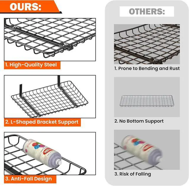 Alt view image 6 of 7 - Wall Mounted Storage Shelf, Garage Wall Shelves 24x12 Inch | Metal Shelf Rack, Heavy-Duty Wall Organizer for Closet, Kitchen, Laundry Room 2 Pack, Black