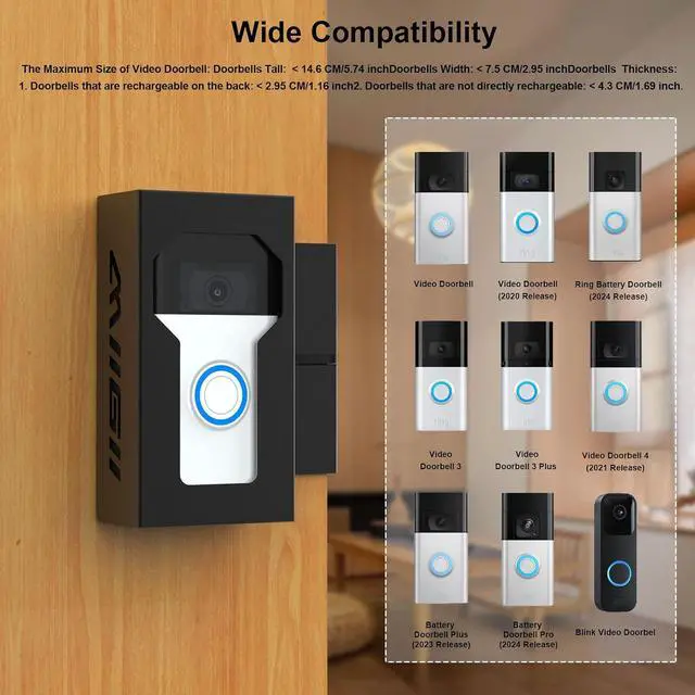 Alt view image 6 of 7 - No Drill Doorbell Mount Metal Anti-Theft Charging Port | All-metal anti-theft bracket, with Charging port, No-drill for apartment/renters, Fits Ring/Blink, Won't block motion sensor