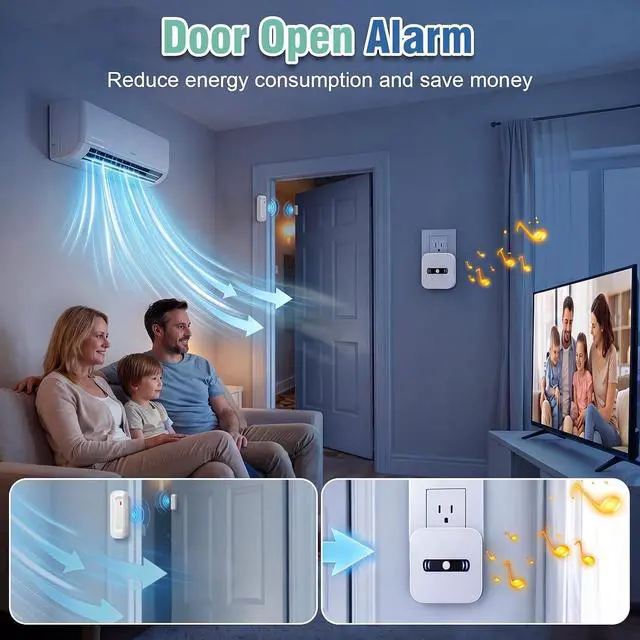 Alt view image 4 of 7 - Door Chime Wi-Fi Door Sensor Alarm with Phone Notifications Chime for Business/Home/Office/Store When Entering, Door Open Chime Alarm for Kids/Home Safety ,20 RingtonesSupports App Control.