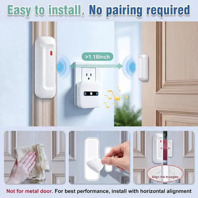 Alt view image 6 of 7 - Door Chime Wi-Fi Door Sensor Alarm with Phone Notifications Chime for Business/Home/Office/Store When Entering, Door Open Chime Alarm for Kids/Home Safety ,20 RingtonesSupports App Control.