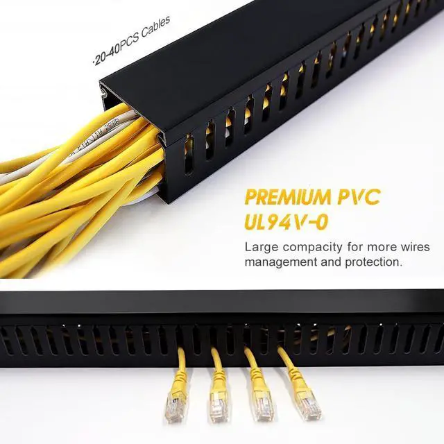 Alt view image 4 of 5 - Cable Raceway, 95" Open Slot Cable Management Kit 4PCS 23.6" X 1.97" X 2.4"