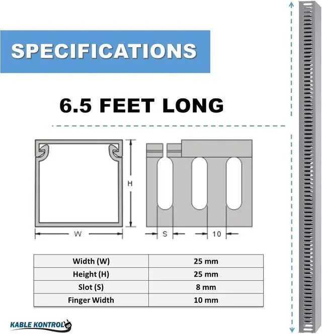 Alt view image 2 of 7 - Kable Kontrol Wire Duct Open Slot Cable Raceway - 2 Width x 2 Height - 6.5 feet Long - 8 Pcs/Pack Gray PVC Wiring Trough Wire Cover Cord Hider for Under Desk Industrial Cable Management
