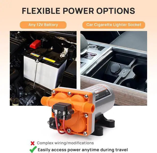Alt view image 5 of 7 - 5.0 GPM 55 psi RV Water Pump, 12V DC Self-Priming Diaphragm Pump | Water Pressure Pump with Pressure Switch and Overheating Protection, for RV, Marine, Boat, Yacht, Camper, Garden, Irrigation