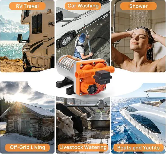 Alt view image 6 of 7 - 5.0 GPM 55 psi RV Water Pump, 12V DC Self-Priming Diaphragm Pump | Water Pressure Pump with Pressure Switch and Overheating Protection, for RV, Marine, Boat, Yacht, Camper, Garden, Irrigation