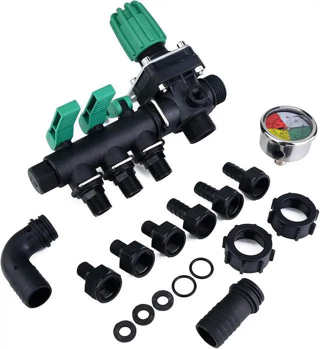 Alt view image 2 of 7 - 3 Way Water Splitter, ABS Plastic Agricultural Sprayer Control Shut Off Valve, Fimco Sprayer Parts, Rustproof Garden Hose Connector for Farm Irrigation, Lawn & Garden Spraying