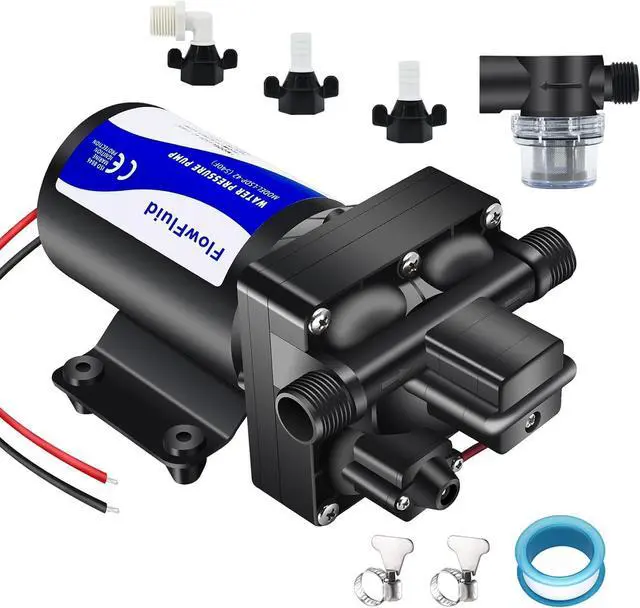 Main image of 12V DC Water Pressure Booster Pump for RV,70PSI 5GPM Washdown Fresh Self Priming Diaphragm Pump for Boats with Filter,4-Chamner Transfer On Demand Pump for Marine Yacht Caravan Garden Hose