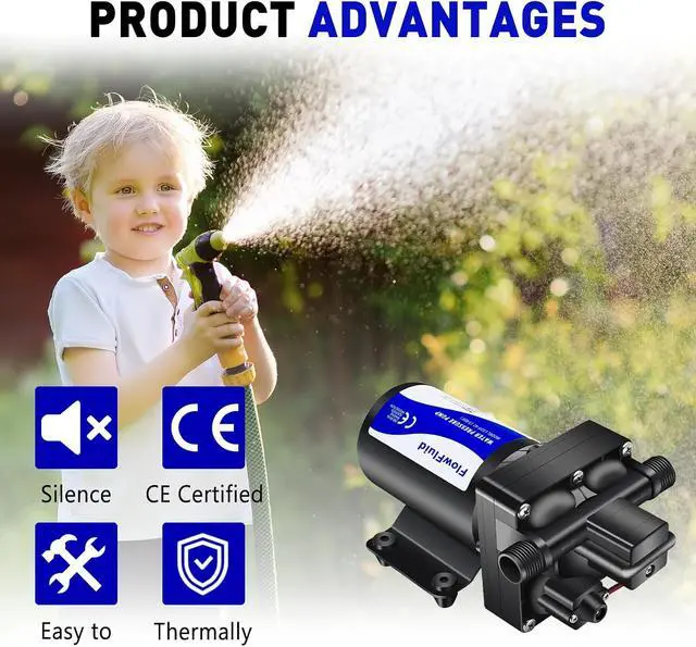 Alt view image 4 of 6 - 12V DC Water Pressure Booster Pump for RV,70PSI 5GPM Washdown Fresh Self Priming Diaphragm Pump for Boats with Filter,4-Chamner Transfer On Demand Pump for Marine Yacht Caravan Garden Hose