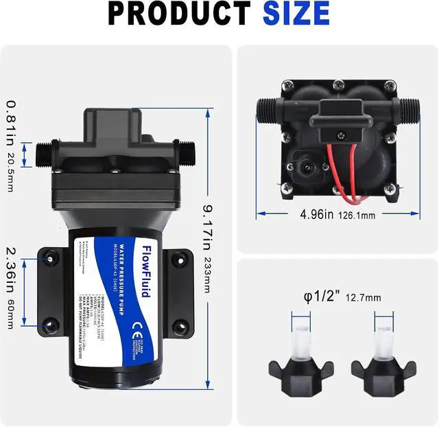 Alt view image 5 of 6 - 12V DC Water Pressure Booster Pump for RV,70PSI 5GPM Washdown Fresh Self Priming Diaphragm Pump for Boats with Filter,4-Chamner Transfer On Demand Pump for Marine Yacht Caravan Garden Hose