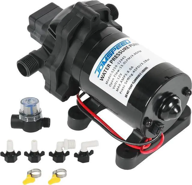 Main image of RV Water Pump, 12V DC 4.0 GPM 45 PSI, Self-Priming Diaphragm Pressure Pump | with Pressure Switch, for RV Camper Kitchen Bathroom Garden Marine Yacht