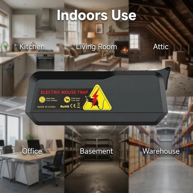 Alt view image 6 of 7 - 2 Packs Electric Mouse Trap High Voltage Mouse Traps Indoor for Home Electronic Mice Zapper with LED Light Reusable and Portable Mice Trap for Living Room Kitchen Garage