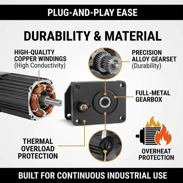 Alt view image 2 of 7 - 250W 110V AC Gear Motor Set with Adjustable Speed Controller + Bracket | Pure Copper, Reversible, Single Phase Variable Speed, 10K, for Heavy Machinery or Industrial Equipment