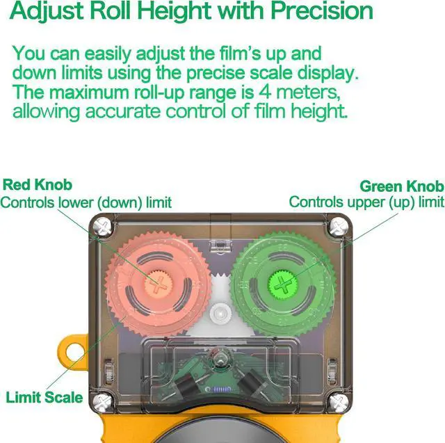 Alt view image 5 of 7 - Upgraded DC 24V 100W Greenhouse Film Roll Up Motor Kit with Climbing Device for Side Windows and Roof Vents of Plastic Film Greenhouses