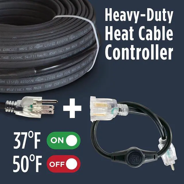 Alt view image 6 of 7 - ThermaCord 120v Heat Cable Controller, Weatherproof Outdoor Thermostat, Energy-Saving, Turns Heat Cable On and Off Automatically, UL-Certified, Industrial Grade, Fits Outdoor Outlets, 16 Long