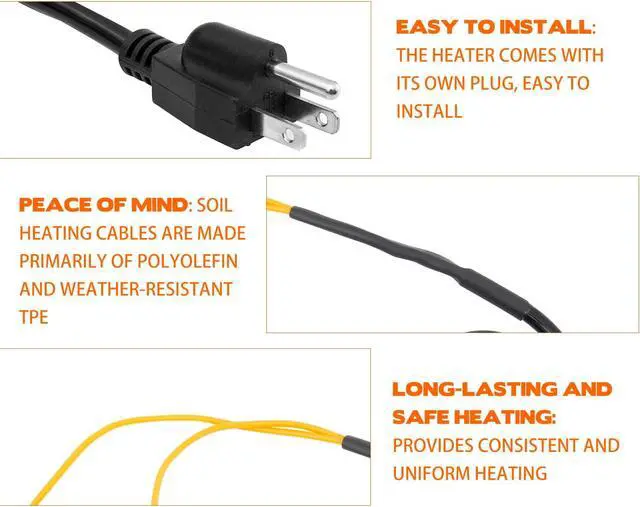 Alt view image 5 of 6 - Soil Heating Cable 49 Ft Electric Soil Warming Cable Greenhouse Plant Soil Heater Cable Keep Soil Warm for Soil, Garden, Cold Frame
