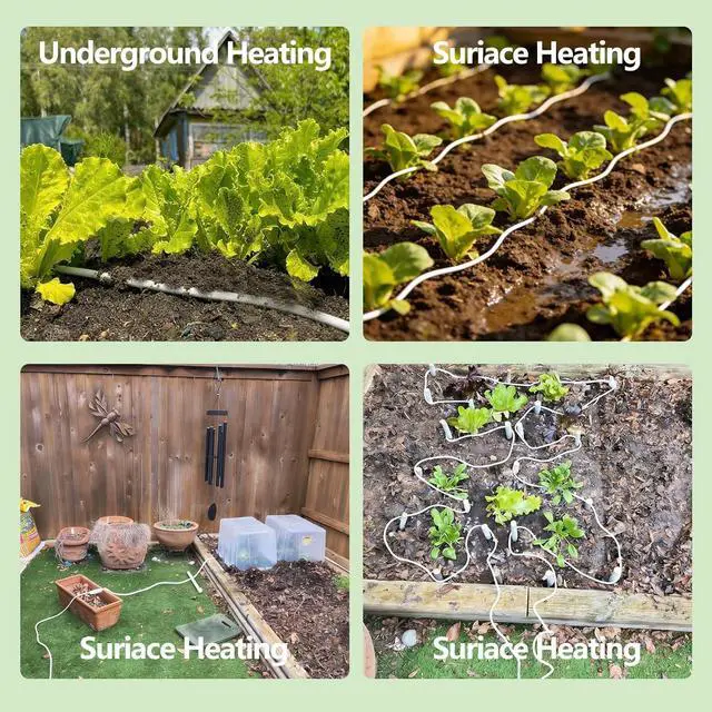 Alt view image 4 of 5 - Soil Heating Cable with Thermostat Temperature Controller Electric Soil Warming Cable Plant Soil Heater Cable for Garden, Cold Frame,Seed Starting, Plant Germination, Greenhouse (50ft)