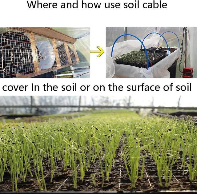 Alt view image 5 of 5 - 98Ft Soil Heating Cable for Greenhouse 200 W Electric Carbon Fiber Soil Heat Cable with Thermostat for Plant Soil Garden, Cold Frame (Temperature 131°F)