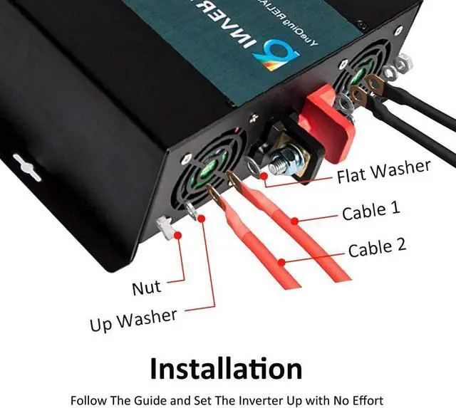 Alt view image 4 of 5 - Reliable 3000w Pure Sine Wave Solar Power Inverter 24v 110-120v 60hz With LED Display (Black) Solar System (RBP-3000S-LEDblack)