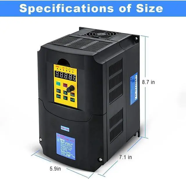 Alt view image 2 of 6 - VFD 7.5KW 10HP 220V 1 or 3 Phase Input 3 Phase 0-400HZ Output 50A Variable Frequency Drive Controller Vector Control Inverter Converter for CNC Motor Speed Control and Spindle