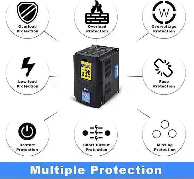Alt view image 4 of 6 - VFD 7.5KW 10HP 220V 1 or 3 Phase Input 3 Phase 0-400HZ Output 50A Variable Frequency Drive Controller Vector Control Inverter Converter for CNC Motor Speed Control and Spindle