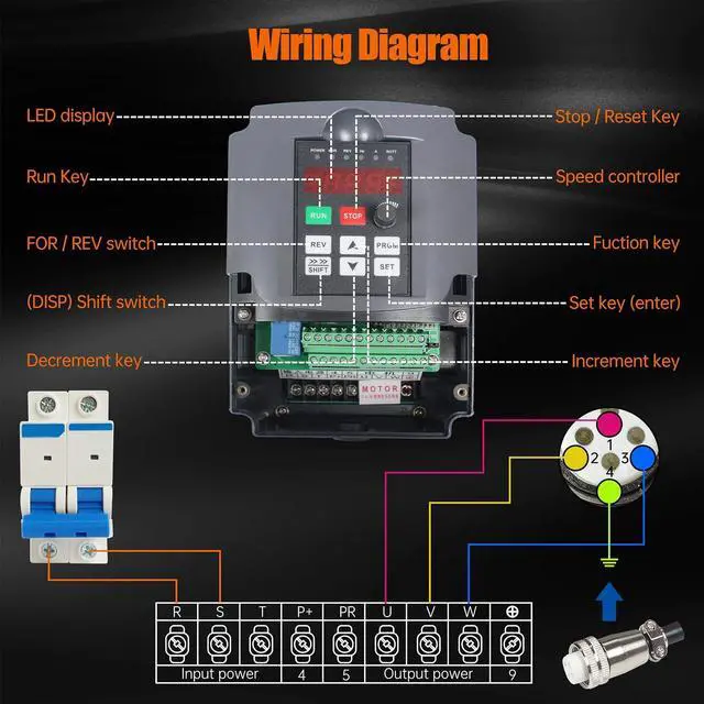 Alt view image 2 of 7 - Variable Frequency Drive 2.2KW 110V VFD Drive Inverter | Frequency Converter Single Phase Input, 3 Phase Output for Spindle Motor Speed Control+VFD Extension Cable