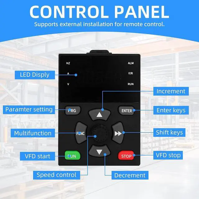Alt view image 5 of 7 - 1.5KW 1HP VFD Variable Frequency Drive, 380V 3 Phase Input & Output, 3.8A Inverter for Spindle Motor, CNC , Pump & Fan Speed Control (03200Hz)