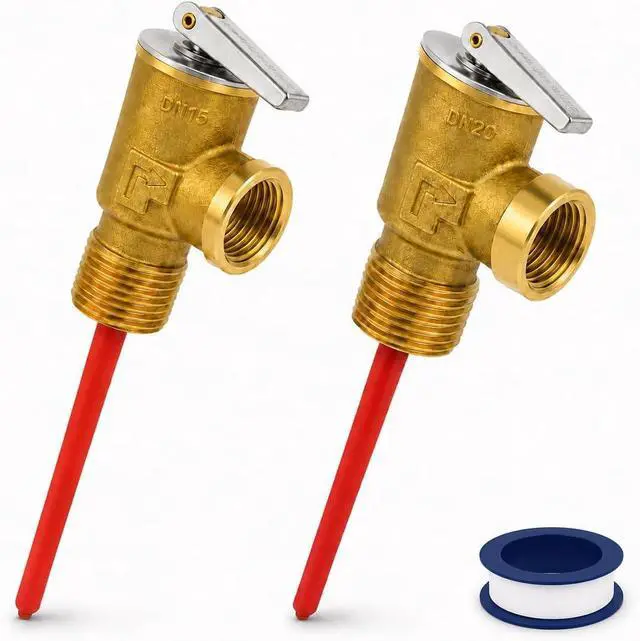 Main image of Upgraded 1/2" and 3/4" NPT 210°F 150 PSI RV Hot Water Heater Tank Temperature Pressure Relief Valve with Extended Probe Compatible with Suburban&Atwood RV Water Heater and Storage Tanks
