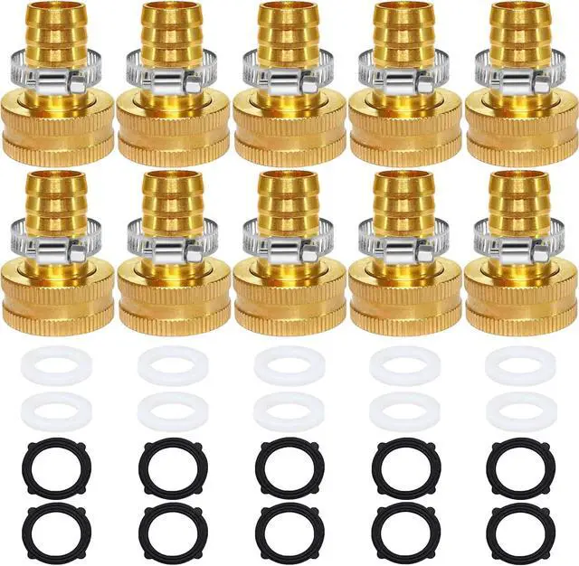 Main image of Garden Hose Adapter 3/4" Drip Irrigation Tubing to Faucet - Reusable Connector Fittings for Most Rain Bird, Orbit, Dig, Toro 3/4 Tubing x 3/4" GHT Garden Hose Repair kit(10Sets)