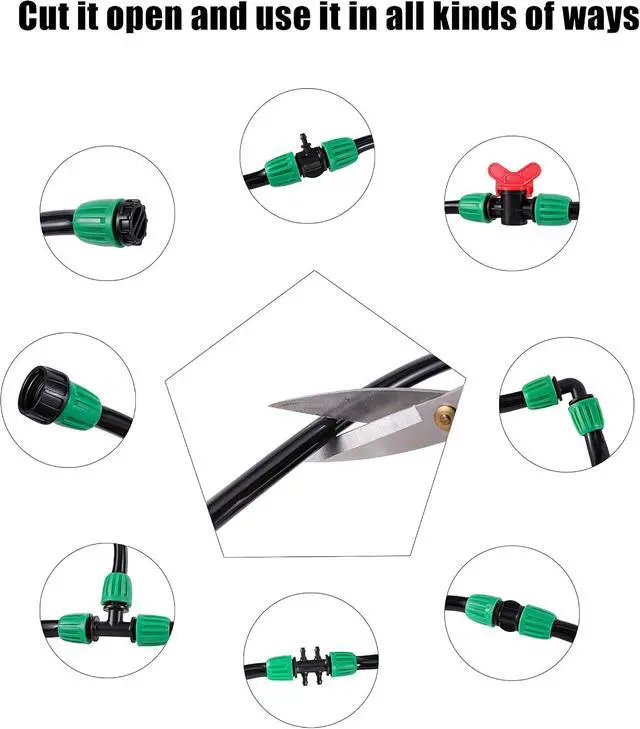 Alt view image 6 of 7 - 52 FT 1/2PVC Garden Irrigation Tubing HoseOD:16mm,ID:12mm) | 1/2" Drip Irrigation Tubing Main Line Hose Tube with Drip Irrigation Fitting Connector for Garden Watering System