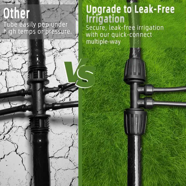 Alt view image 5 of 7 - 100FT 1/2 Inch Drip Irrigation Tubing with 10 Pack 1/2" to 1/4" Drip Irrigation Fittings, Drip Line Hose & Push-to-Fit 3-Way | 4-Way | 6-Way Splitter Connectors, for Drip Irrigation System